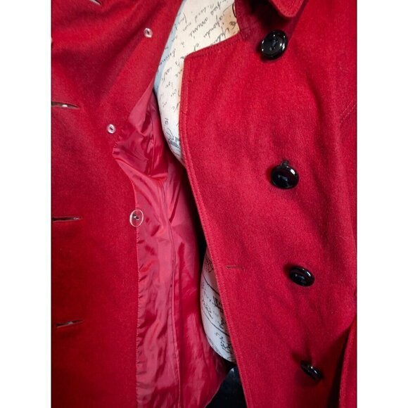 Nine West Red Wool Blend  Double Breasted Coat with Tie Belt/Pre-owned, Sz. 14 E - Picture 5 of 8